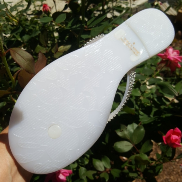 MARBELLA ♡ Gorgeous White Embellished Bling of Rhinestones Jelly Thong Sandals 6 - Picture 16 of 17